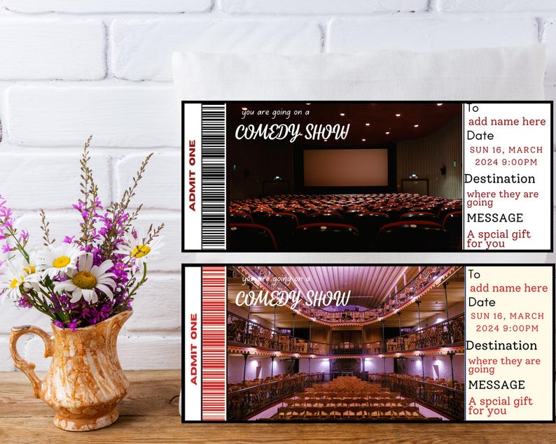 Ticket Bottom COMEDY SHOW Ticket Template, Comedy Show Surprise Reveal Ticket, Stand ...