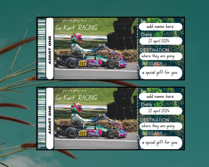 Go Kart Racing Ticket Template, Ticket Template, Voucher Template ...