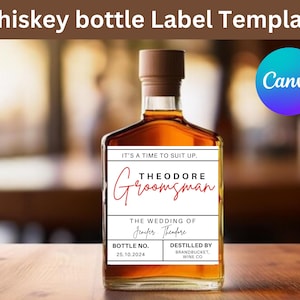 Whisky Flasche Etikett Vorlage, druckbare Whiskyetiketten, Whisky Geschenke, Cstom Flaschenetiketten, digitales Etikett, Hochzeitsweinetiketten, Trauzeuge Geschenk