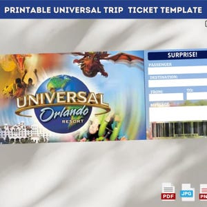 Editable Universal Surprise Trip Ticket Template, Boarding Pass Ticket,Printable Trip Ticket, Vacation Ticket,Instant Download,Editable Pdf