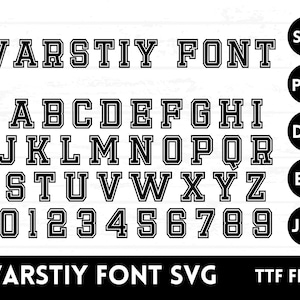 Varsity Font Svg,  College Font Svg,  Sports Font Svg , Digital Download Svg Fonts,  Outline Letters,  Varsity Alphabet Sports SVG Alphabet