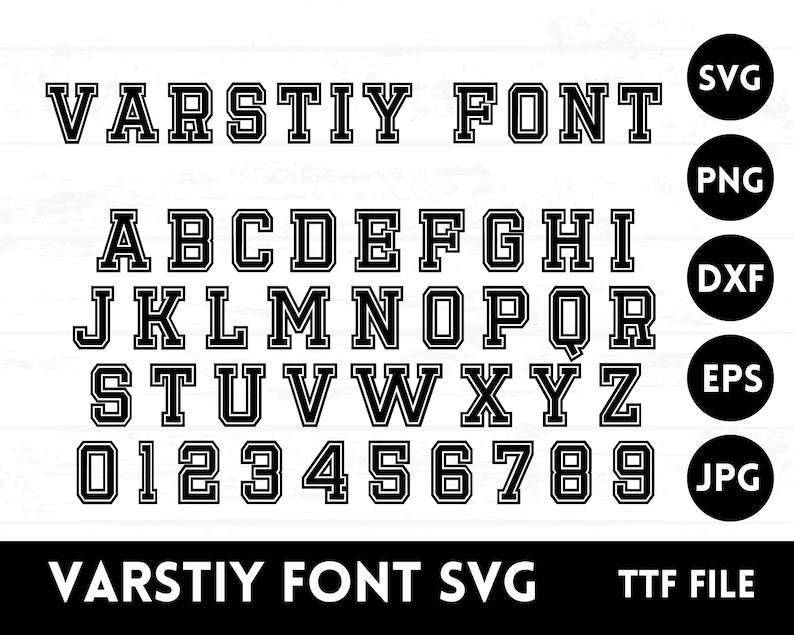 Varsity Font Svg, College Font Svg, Sports Font Svg , Digital Download ...