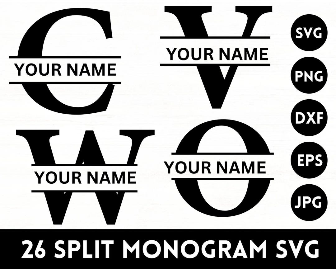 Monogram Cut File Split Monogram Svg, Split Letters Svg, Split Monogram Alphabet, Family ...