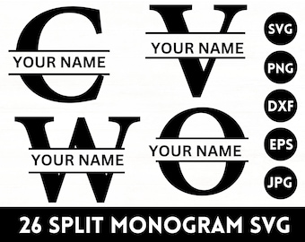 Split Monogram Svg, Split Letters Svg, Split Monogram Alphabet, Family Name Monogram, Cut Files For Cricut And Silhouette, Digital Download