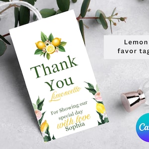Lemon Favor Tags, lemon Bridal Shower Bag Tag Template, Lemonade Thank You Tags, Lemon Thank You Tag, Citrus Gift Tags, Instant Download