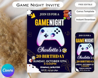 Game Night Invite, Family Game Night, Game Night Games, Birthday Game Night, Adult Game Night, Game Night Birthday, Couples Game Night