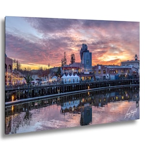 Petaluma River Sunset – California Wall Art Print of Historic Waterfront and Golden Hour Reflections