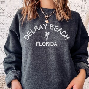 Delray Beach Sweatshirt, Delray Beach South Florida, Palm Beach, Boynton Beach, Palm Tree, Summer Oversize Crewneck Sweatshirt for Women