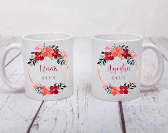 Personalised Mugs Islamic Wedding Gift Nikah Walimah Engagement Anniversary Bride Groom Gift for Couple