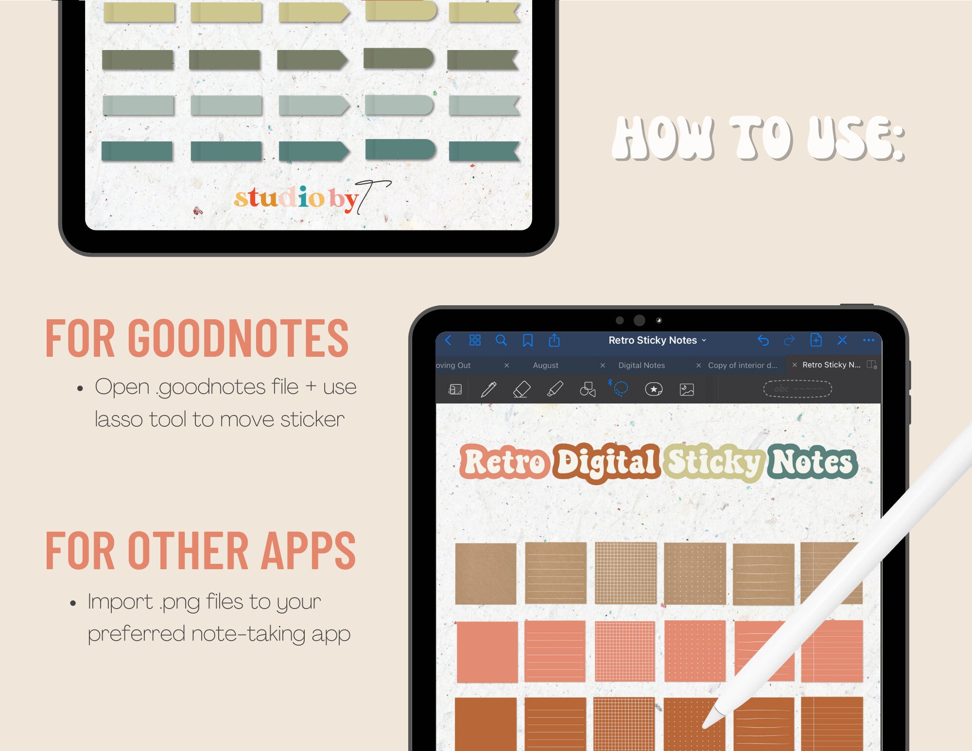 Retro Digital Sticky Notes | Instant Download | Digital Sticker Bundle ...