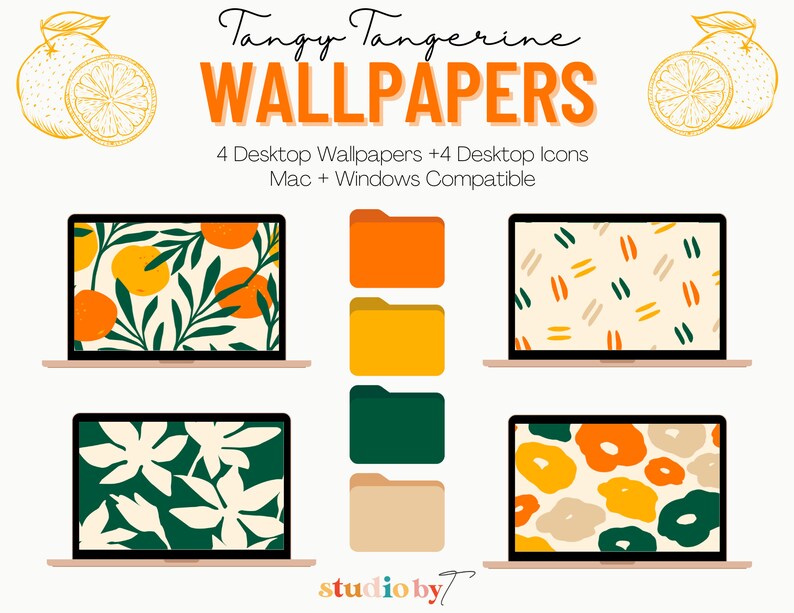 Tangy Icon Tangy Tangerine Collection (desktop Folder Icons, Aesthetic Desktop ...