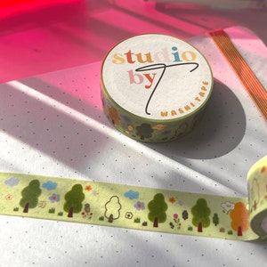 Tree Doodles Washi |  kawaii washi tape, gold foil washi tape, cute stationary, bujo washi tape, kawaii stationary, journal, scrapbook