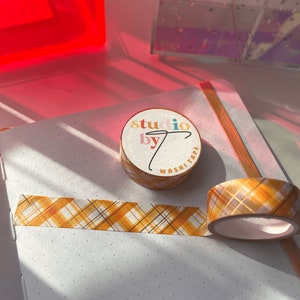 Orange Plaid Washi |  kawaii washi tape, gold foil washi tape, cute stationary, bujo washi tape, kawaii stationary, journal, scrapbook