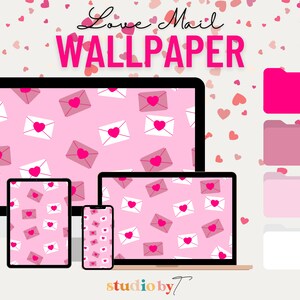 Love Mail Desktop Wallpaper (Valentines Day Cute Valentines Day Desktop Wallpaper, Macbook Wallpaper, Desktop Wallpaper)| Instant