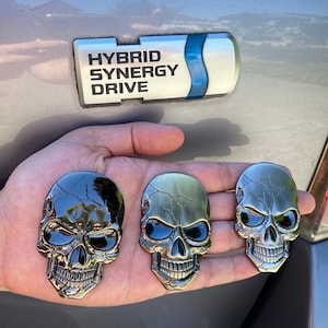 3D Skull Car Motorbike Motorcycle Decal Emblem Stickers, Alloy Chrome