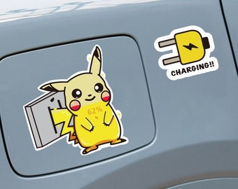 Funny EV Sticker, EV Car Decal, Pikachu Fuel Cover sticker
