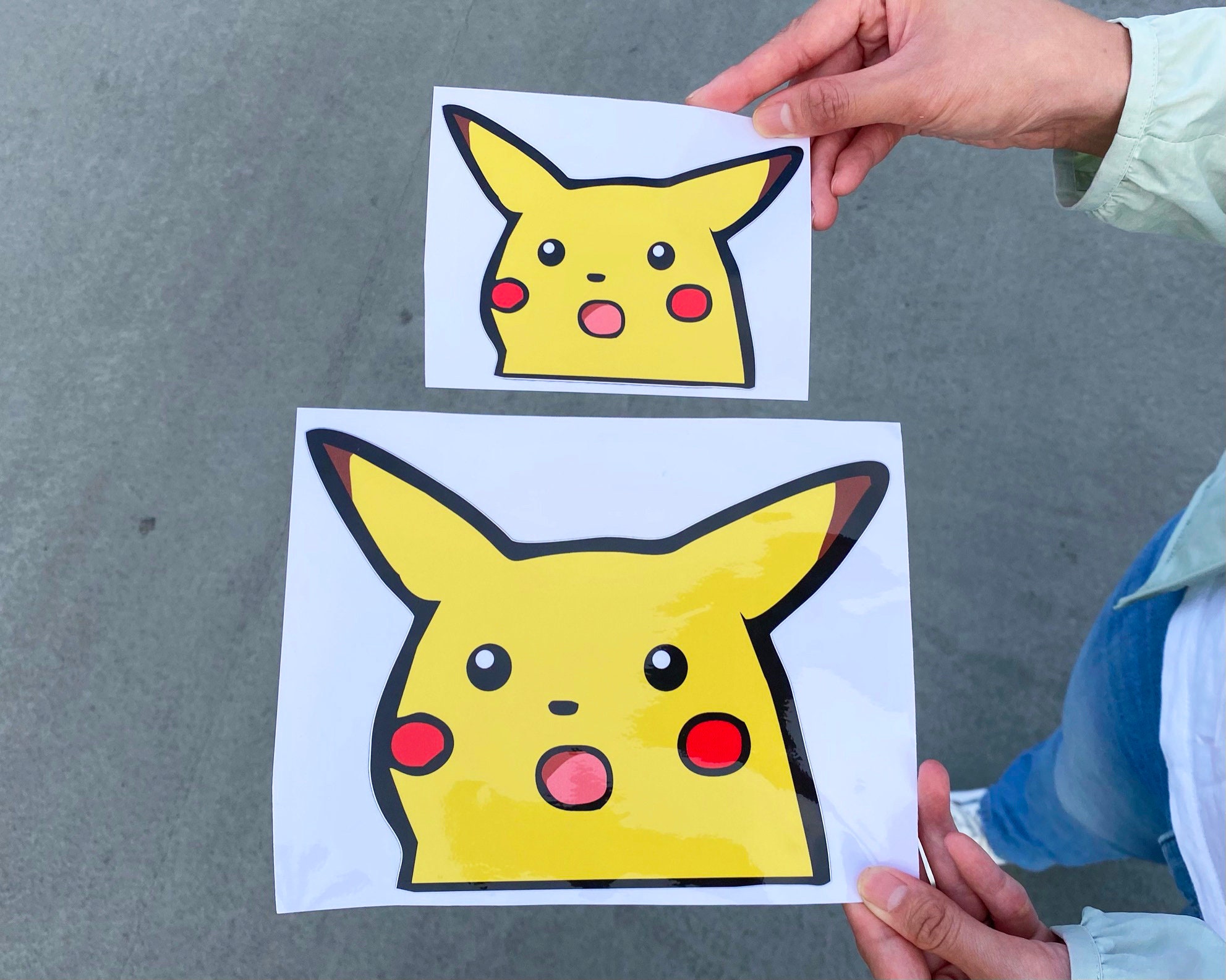 x2) Surprised Pikachu Bloody :o Sticker Decal Peeker Meme Cute JDM