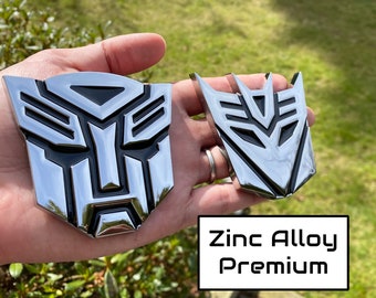 3D Transformers Autobots Decepticon Car Badge Emblem Accessories Decal, Metal or Plastic Built, Chrome Finish