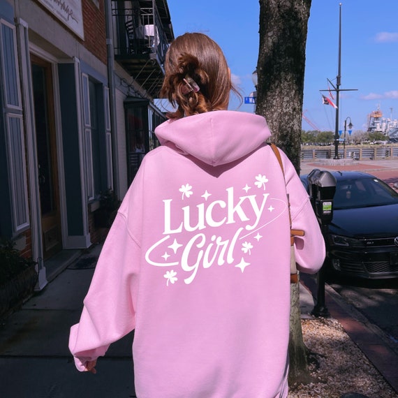 Lucky Girl Syndrome Hoodie Manifestation Top I'm so Lucky Words on Back  Sweatshirt Affirmations Tee Trendy Tik Tok Y2k Aesthetic Clothes 