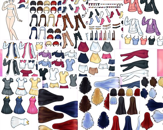 Anime Styled Printable Paper Doll 14 Page PDF for Instant - Etsy Anime Styled Printable Paper Doll 14 Page PDF for Instant - Etsy