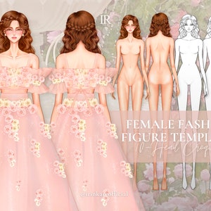 Female Fashion Croquis Templates - 10-Head Figure - Front and Back - Straight Pose