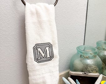Personalized Embroidered Monogram Hand Towel | Custom Initial Bathroom Towel | Housewarming Gift