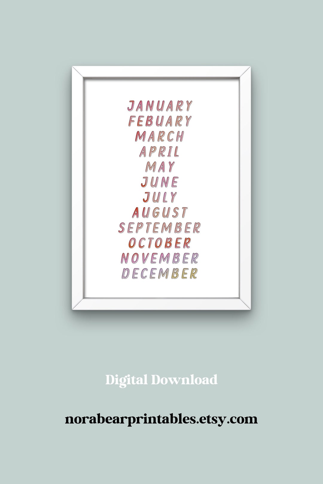Months of the Year Educational Print | Homeschool Wall Decor ...