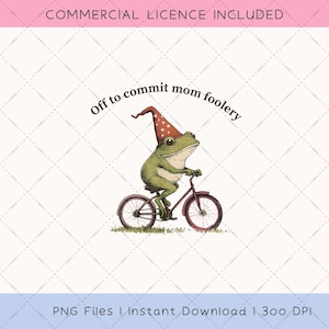 Off To Commit Mom Foolery Png, Mama Frog Png, Frog On Scooter Png, Gift For Mom, Funny Mama Png, Funny Mama