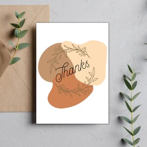 Tarjeta de agradecimiento Boho minimalista imprimible / Descarga instantánea PDF / Tarjeta de agradecimiento minimalista, Boho
