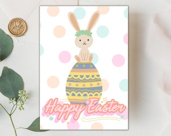 Printable Bunny Easter Card | Cute Easter Egg Card (PDF Download)