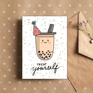 Cartão de aniversário imprimível de Boba | Download instantâneo de PDF | Cartão de aniversário Mime-se Boba, cartão de aniversário Bubble Tea