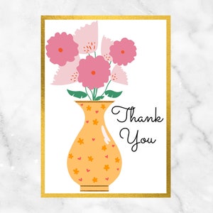 Carte de remerciement imprimable | Téléchargement numérique PDF | Cartes de remerciement, carte de remerciement florale, carte de remerciement bouquet de fleurs, carte de gratitude