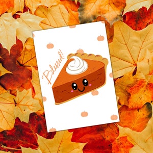 Kürbis Pie Thanksgiving Karte Printable | PDF Sofort Download | Happy Thanksgiving, Gesegnete Karte, Kürbiskuchen Karte