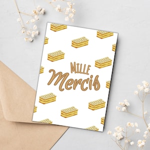 Mille-Feuille Mille Mercis Card | PDF Instant Download | French Thank You Card, French Food Thank You Card, Merci Thank You Card, Thank You