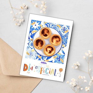 d'anniversaire Pastéis de Nata | Téléchargement instantané PDF | Carte d'anniversaire imprimable Pastéis de Nata, carte d'anniversaire Pastel de Nata