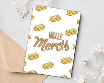 Mille-Feuille Merci Card | French Food Thank You (PDF Instant Download)