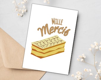 Mille Mercis Card | French Pastry Thank You Card (PDF Instant Download)