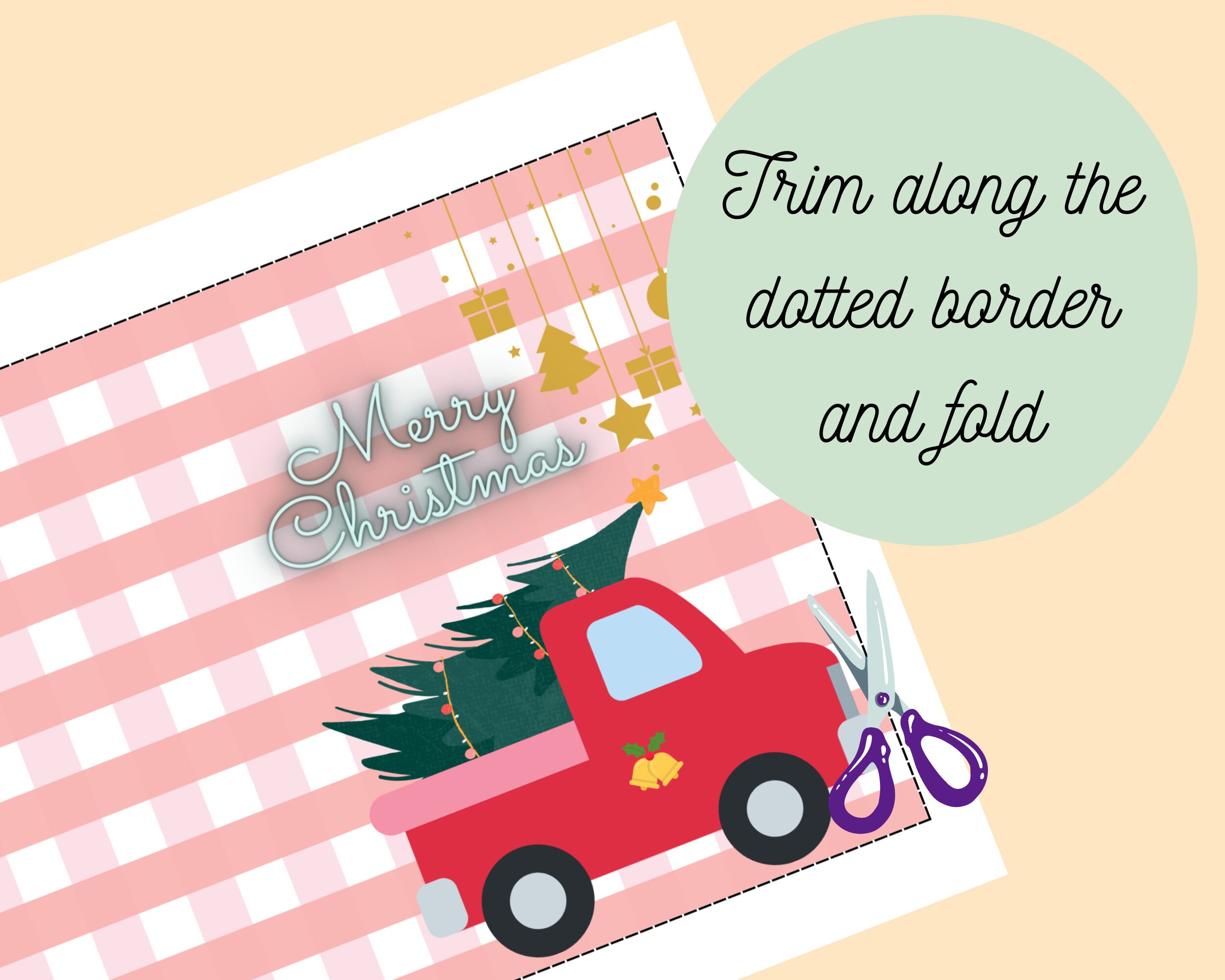 Printable Red Truck Christmas Card | PDF Digital Download | Plaid Christmas Card | Merry ...