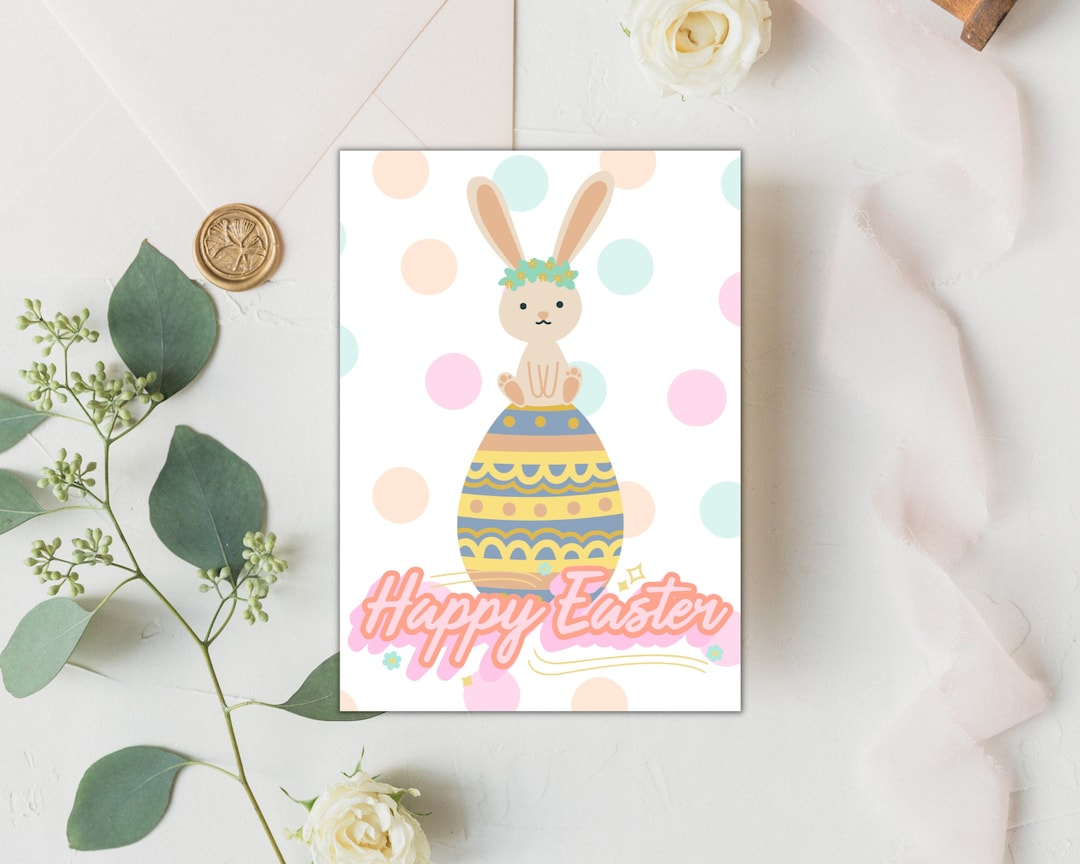 Printable Bunny Easter Card | PDF Instant Download | Classic Easter ...