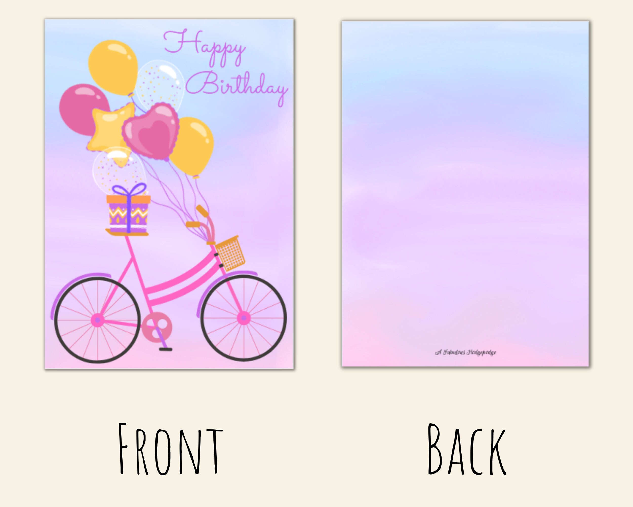 Printable Birthday Card | PDF Digital Download | Birthday Cards for Her ...