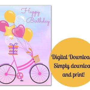 Printable Birthday Card | PDF Digital Download | Birthday Cards for Her ...
