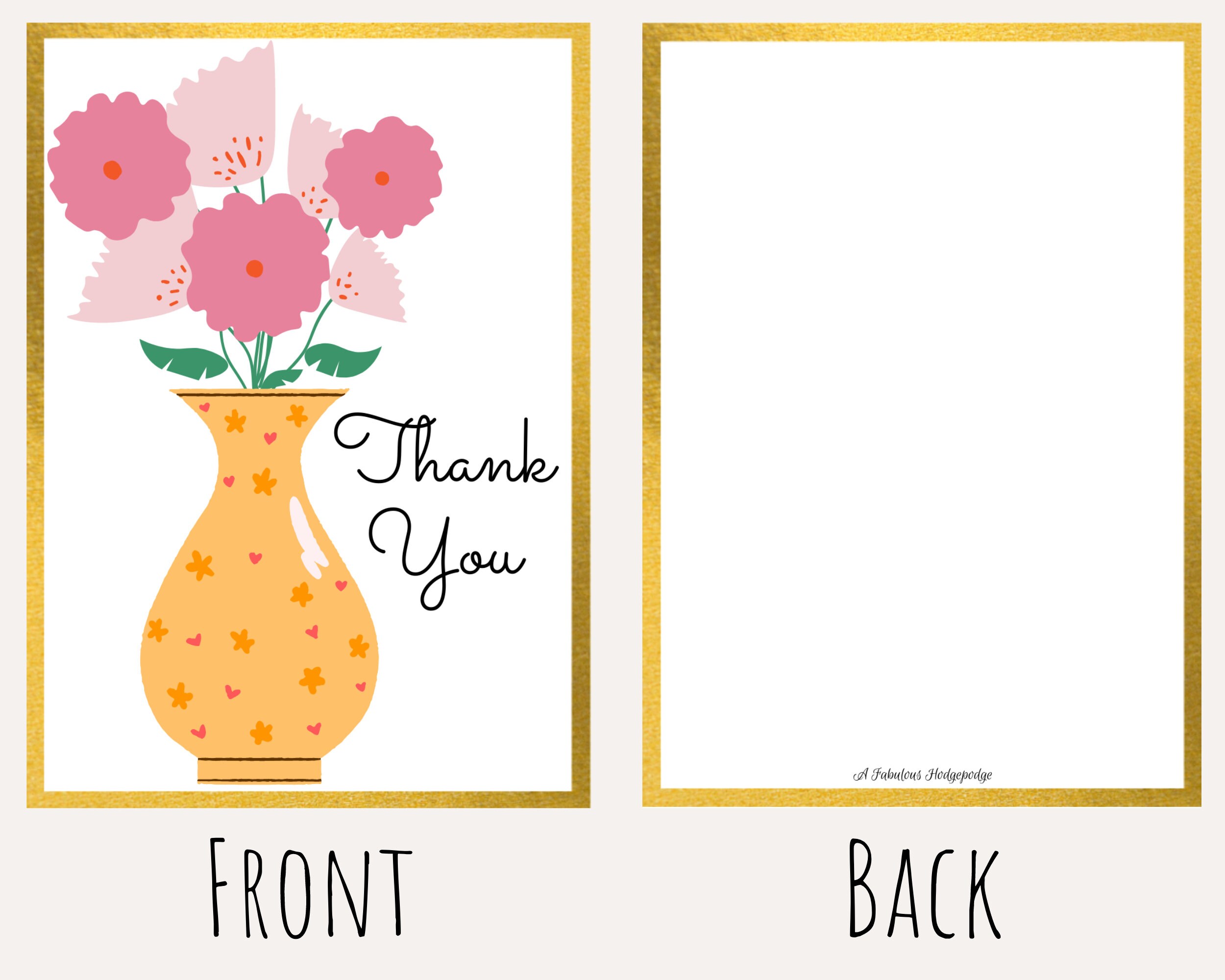 Printable Thank You Card | PDF Digital Download | Thank You Cards ...