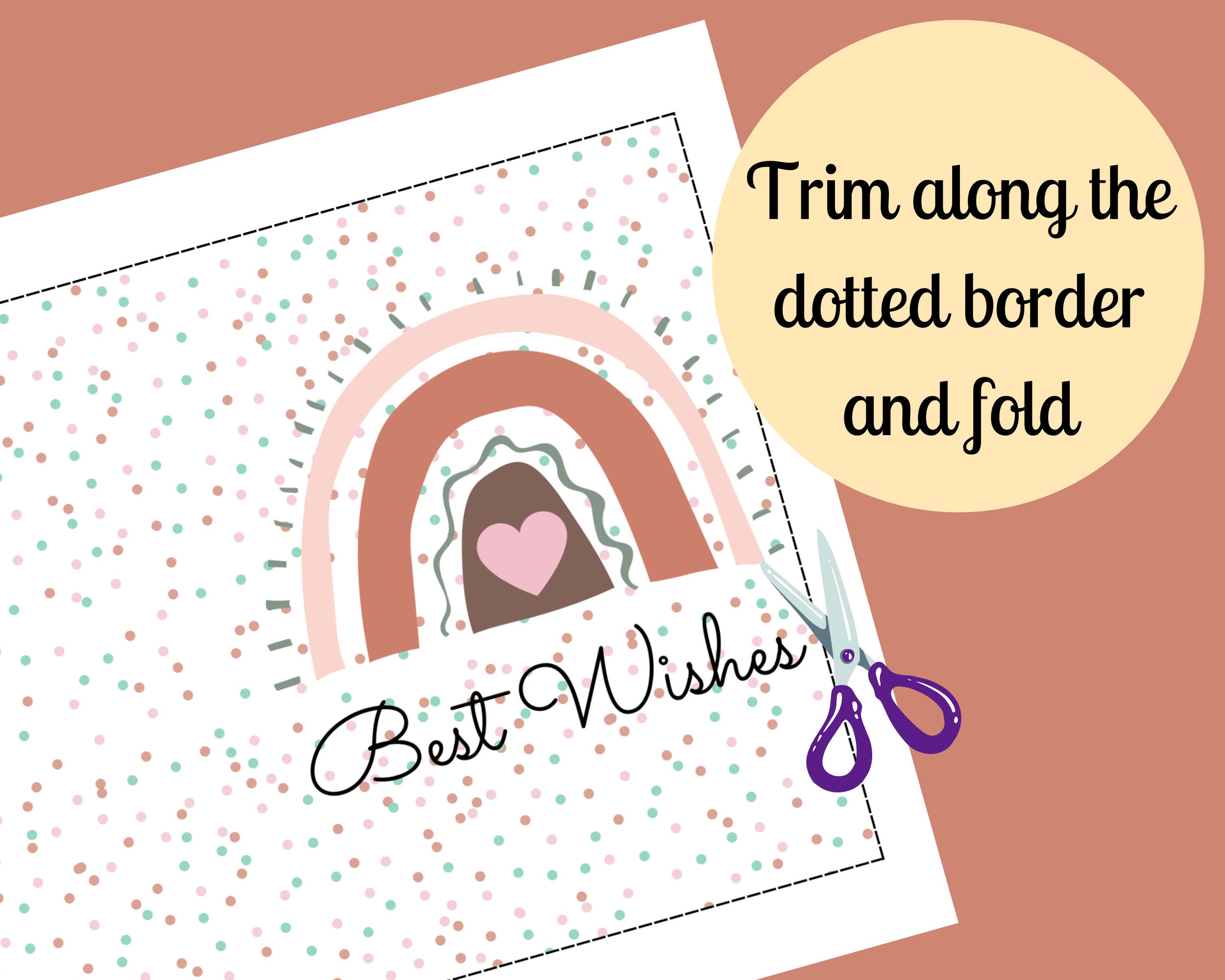 Printable Best Wishes Card PDF Digital Download Boho Rainbow Greeting ...