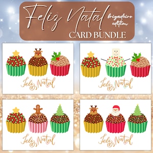 Brigadeiro Feliz Natal Card Bundle | PDF Instant Download | Portuguese Christmas Cards, Feliz Natal Cards, Portuguese Christmas Card Set