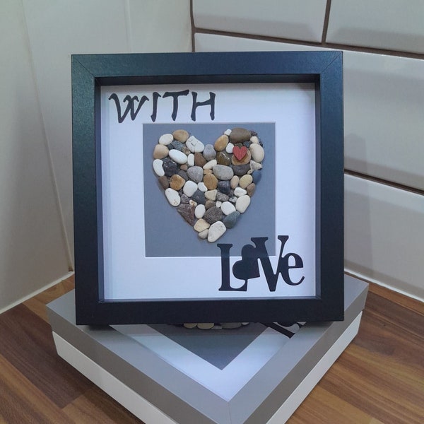 Love Pebble Framed Heart Picture