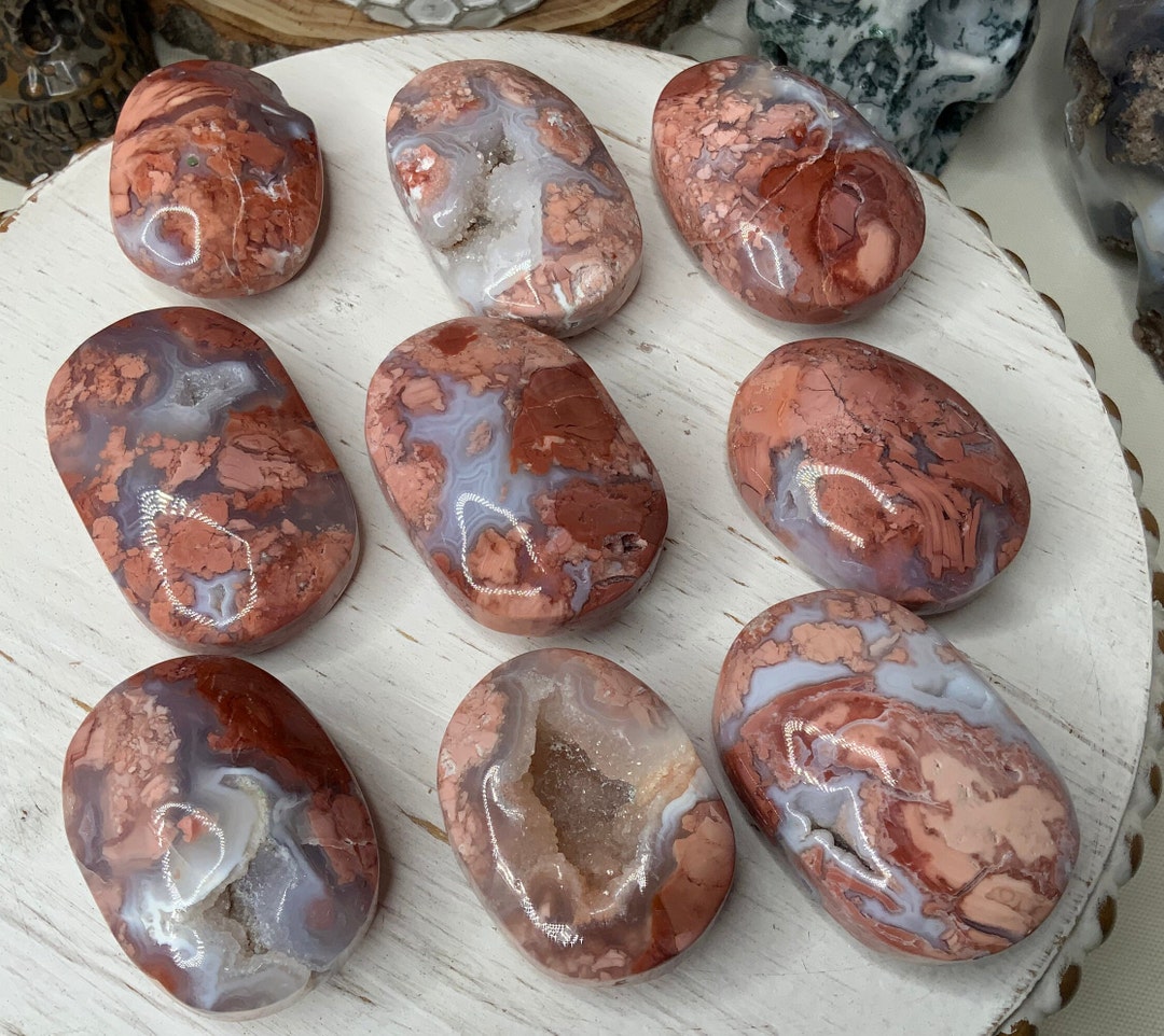 Cotton Candy Agate Palmstones Pink Agate Palmstones Etsy
