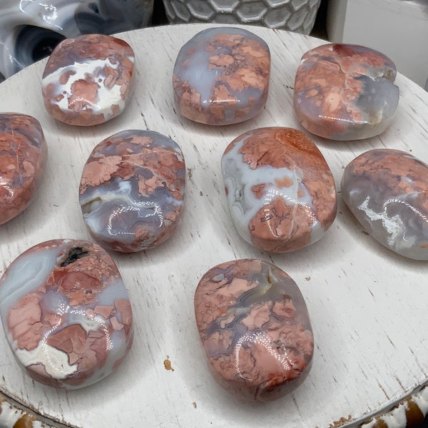 Cotton Candy Agate Palmstones | Pink Agate Palmstones