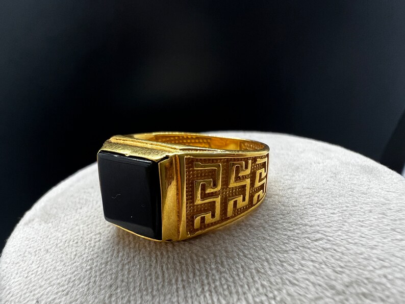 Handmade 22k Solid Gold Ring, Greek Key Design, Mens Ring, Mens Jewelry