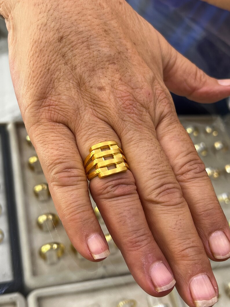 Handmade 22k Solid Gold Ring Rib Cage Ring Four Band Ring Etsy