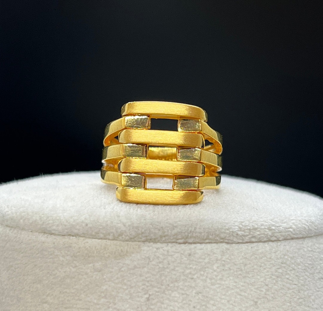 Handmade 22k Solid Gold Ring Rib Cage Ring Four Band Ring Etsy